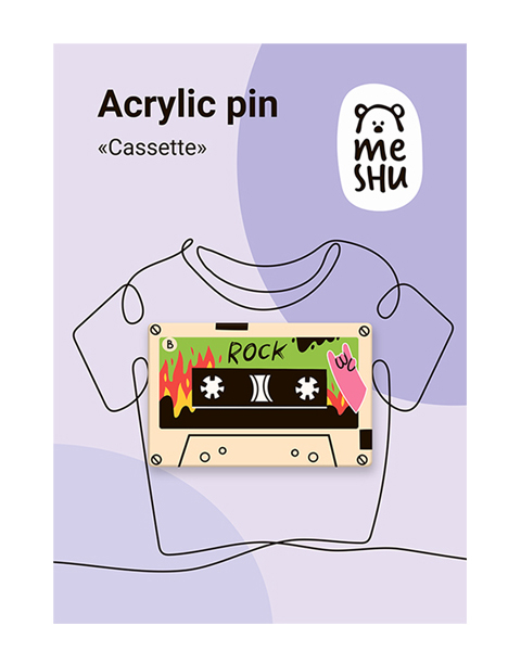 Значок акриловый MESHU "Cassettes 3", прямая УФ-печать