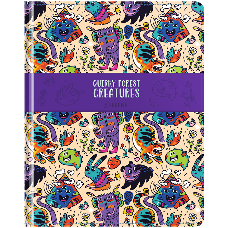 Дневник 1-11 кл. 48л. (твердый) Greenwich Line "Creatures", иск кожа, печать, комбинация материалов
