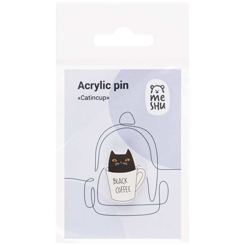 Значок акриловый MESHU "Catincup", прямая УФ-печать, 2,3*3,0см