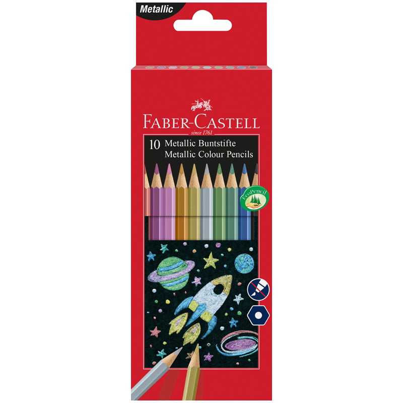 Набор цветных карандашей Faber-Castell, 10 цв., металлик