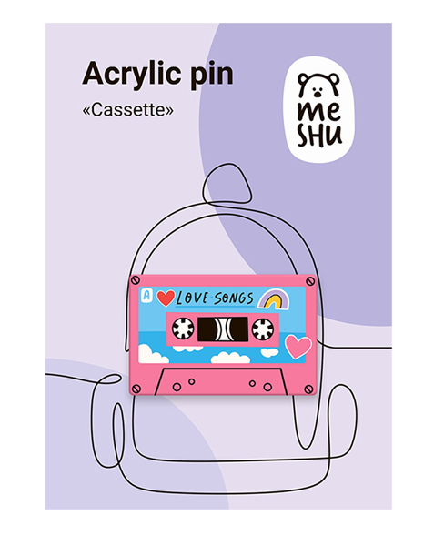 Значок акриловый MESHU "Cassettes 2", прямая УФ-печать