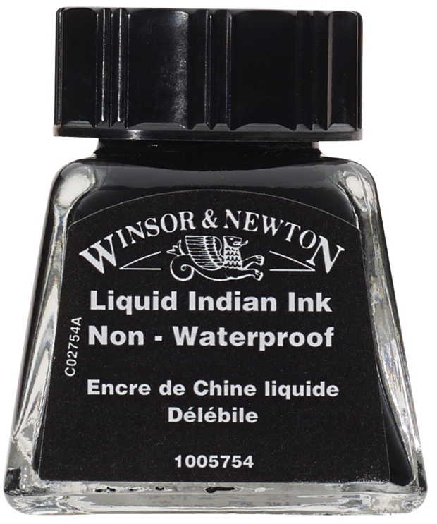 Тушь для рисования Winsor&Newton "Дракон", Черная китайская, неводоустойчивая, 14 мл