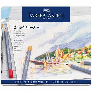 Набор акварельных карандашей Faber-Castell Goldfaber Aqua, 24 цв., в метал. коробке