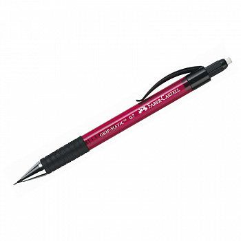 Карандаш механический Faber-Castell "Grip Matic 1377" 0,7мм, с ластиком, автоподача грифеля, красный