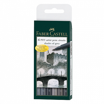 Набор капиллярных ручек Faber-Castell "Pitt Artist Pen Brush Shades of grey", 6 цв., 6 шт