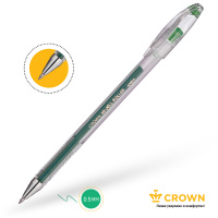 Ручка гелевая Crown "Hi-Jell", зеленая, 0,5 мм