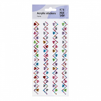 Наклейки акриловые MESHU "Zigzag", 25*10 см, стразы, 396 наклеек