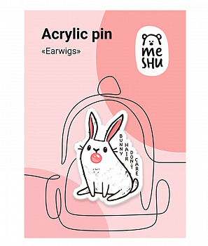 Значок акриловый MESHU "Bunny", прямая УФ-печать