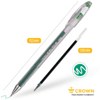 Ручка гелевая Crown "Hi-Jell", зеленая, 0,5 мм