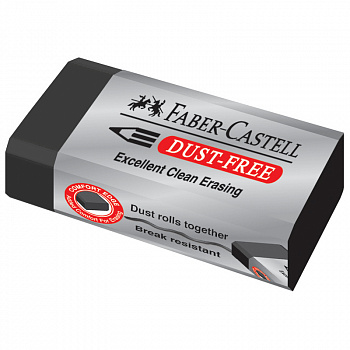 Ластик Faber-Castell "Dust-Free", прямоугольный, черный, картонный футляр, 45*22*13 мм