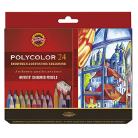 Набор художественных цветных карандашей Koh-I-Noor "Polycolor 3834", 24цв, + точилка+2 ч/гр. кар.