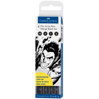 Набор капиллярных ручек Faber-Castell "Pitt Artist Pen Manga Black set" черные, 4 шт., 0,1/0,3/0,5мм