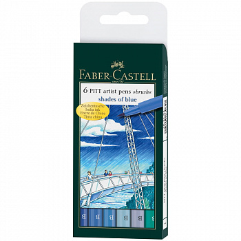 Набор капиллярных ручек Faber-Castell "Pitt Artist Pen Brush Blues", 6 цв., 6 шт