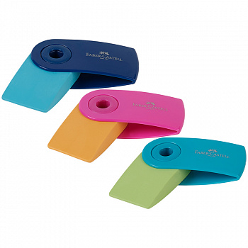 Ластик Faber-Castell "Sleeve Mini", 54х25х13 мм, синий/розовый/голубой, прямоугольный